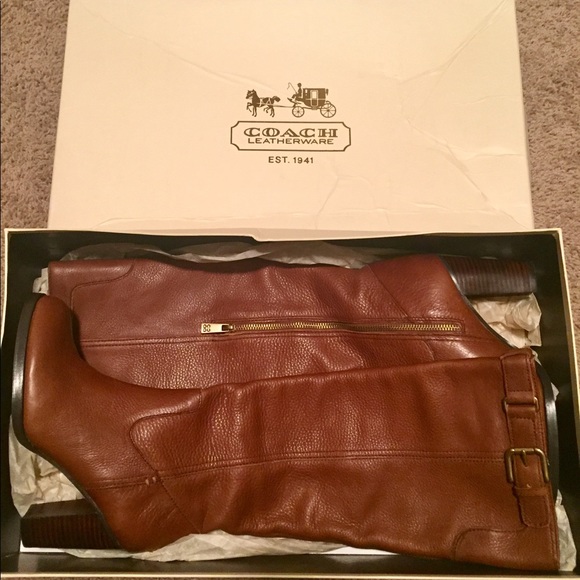 NEW COACH Kaylie Pebble Tall Knee Boots 7M 😍👢 - Picture 1 of 8